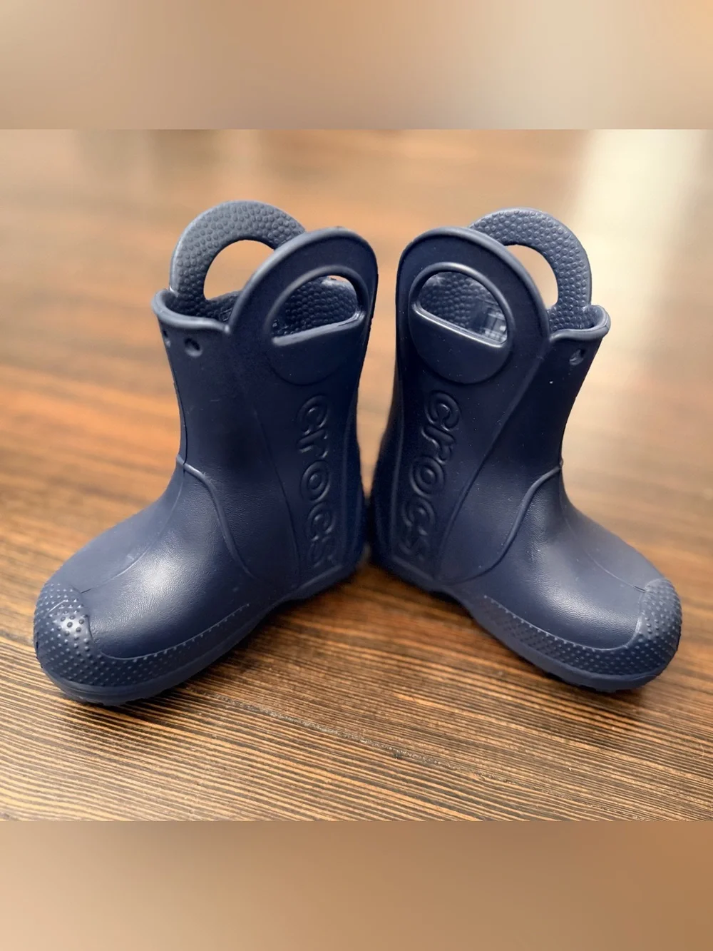 CROCS Kids Navy Blue Rain Boots with Handles